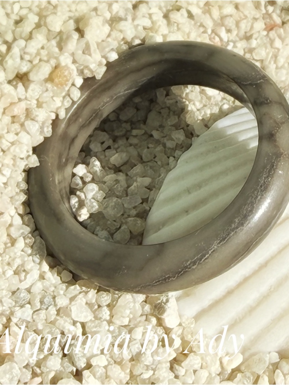 Carved gray jasper Ring